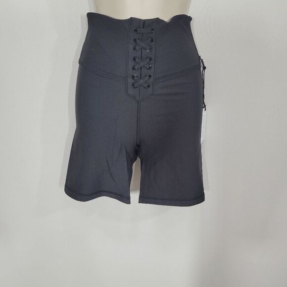 WeWoreWhat Solid Black Lace-up Biker Shorts Small - Picture 1 of 7